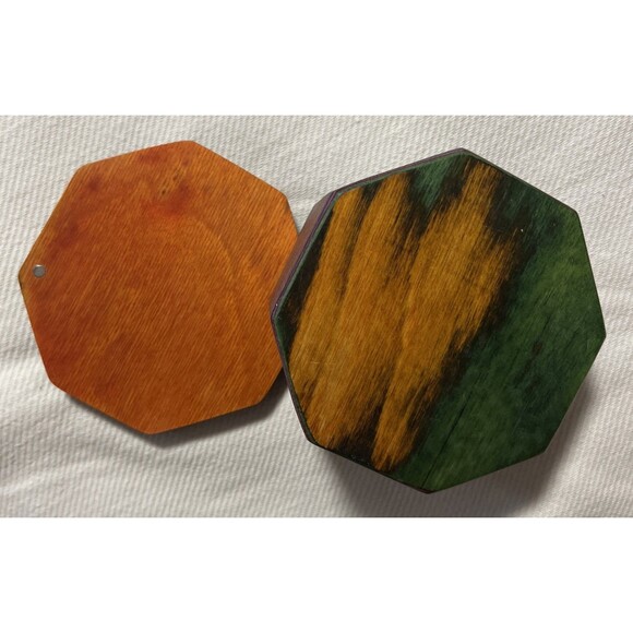 Island Bamboo Pakkawood Salt Cellar (Blue, Pink, Green, Gold) 3.5”x 2” - Picture 8 of 9